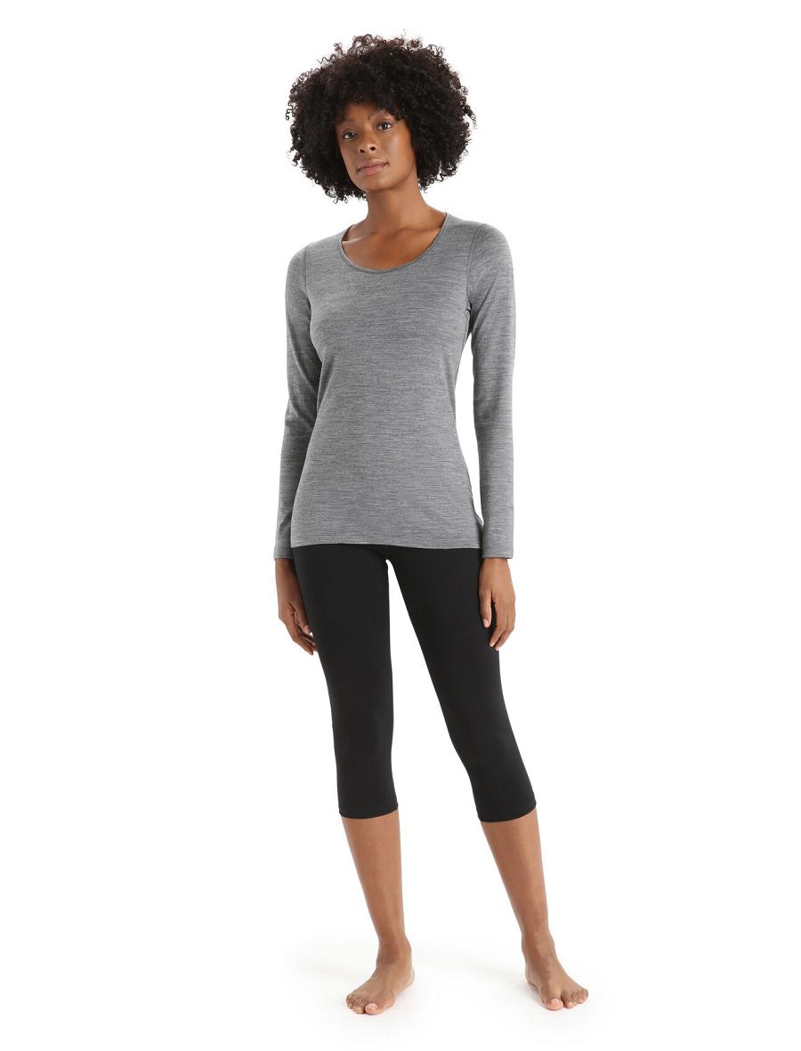 Gritstone Heather Women's Icebreaker Merino 200 Oasis Long Sleeve Scoop Neck Thermal Top One Piece & Sets | USA 1774PJJQ